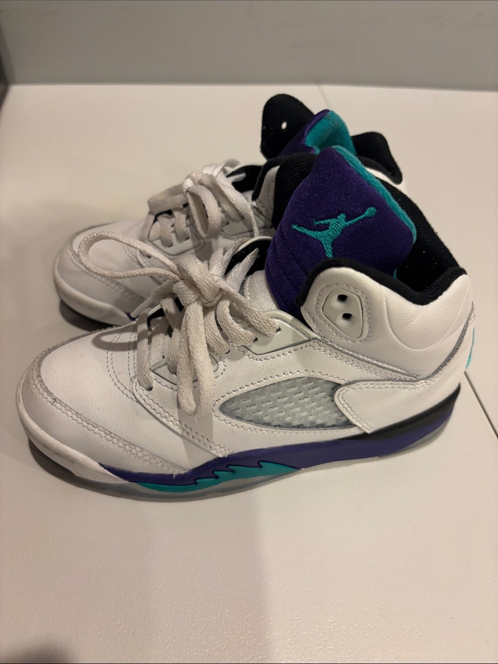 Nike Kids White Purple Teal Basketball Sneakers